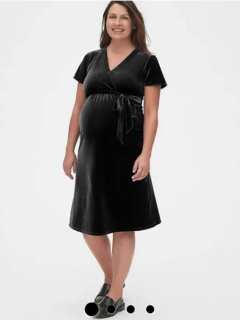 GAP Black Velvet Maternity/Nursing Midi Dress Size Medium (Maternity) -- NWT